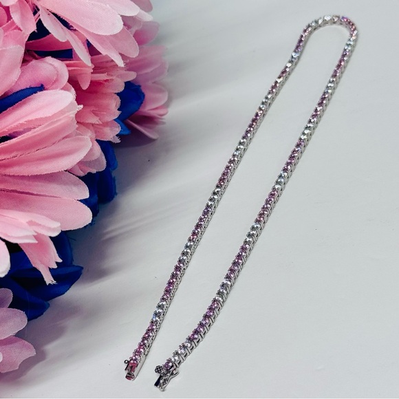 🍬$750 COTTON CANDY ITALIAN 925S TENNIS NECKLACE - Picture 10 of 13
